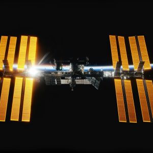 The Axiom-4 crew arriving at the International Space Station aboard the SpaceX Dragon spacecraft.